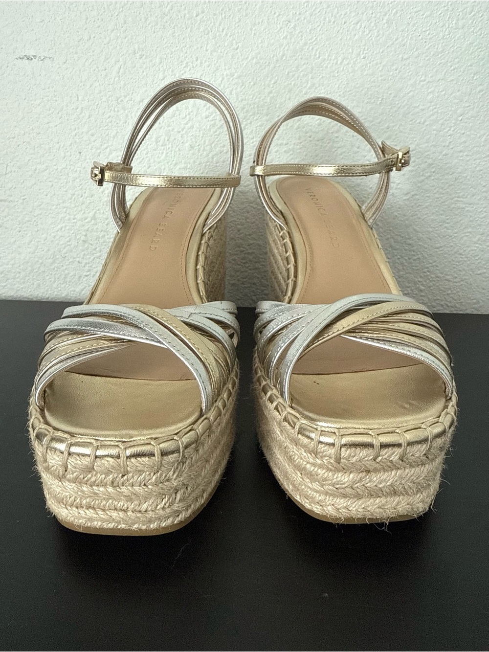 EUC Veronica Beard Ravina Platform Wedge Heels Leather Sandals - Picture 2 of 14